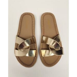 Bamboo Gold Metallic Flat Sandals Size 5.5
